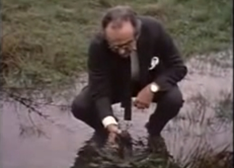 Jacob Bronowski at the Pond in Auschwitz